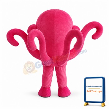 Adult Cartoon Pink Octopus Mascot Costume