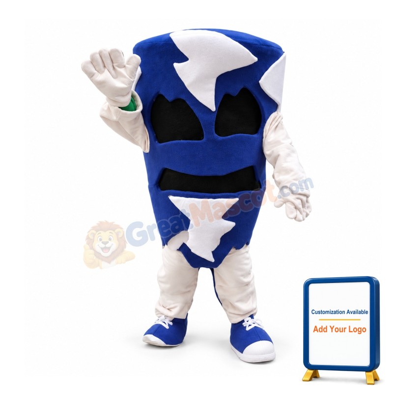 Scary Blue Tornado Cyclone Mascot Costume