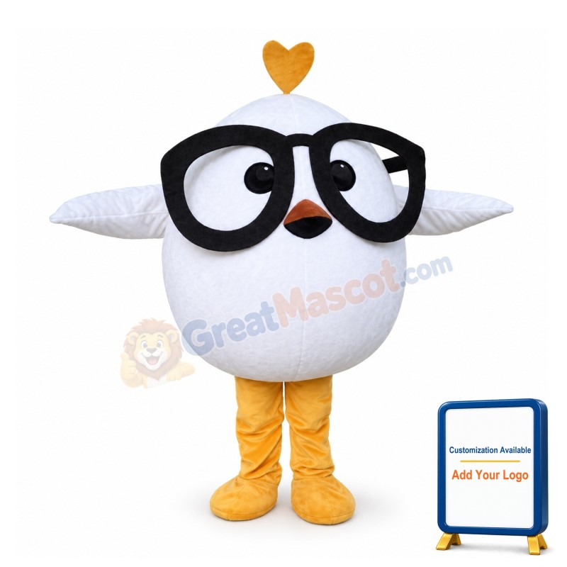 Fat Cartoon White Bird Mascot Costume