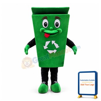 Mischievous Cartoon Green Recyclable Trash Can Mascot Costume