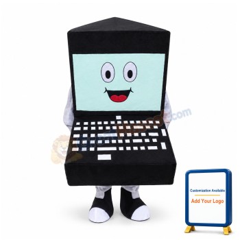 Cartoon Black Laptop Mascot Costume 