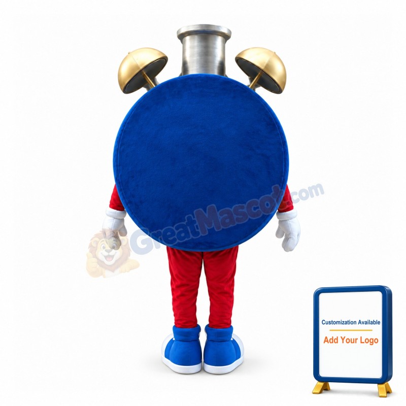 Huge Cartoon Blue Alarm Clock Mascot Costume