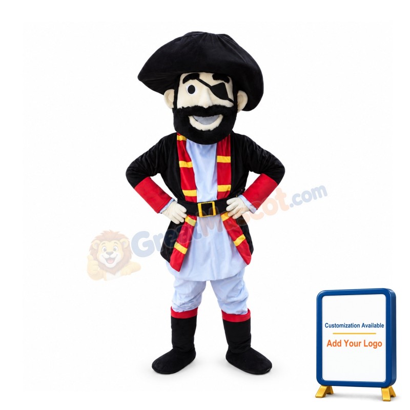 Happy One-eyed Pirate Mascot Costume