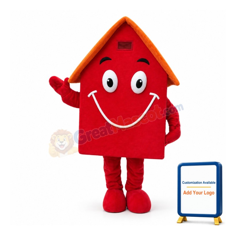 Deluxe Cartoon Red House Mascot Costume