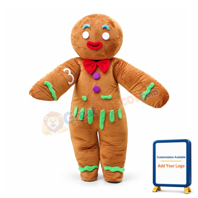 Huge Cartoon Christmas Gingerbread Men Cookie Mascot Costume