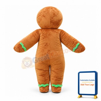 Huge Cartoon Christmas Gingerbread Gentleman Cookie Mascot Costume