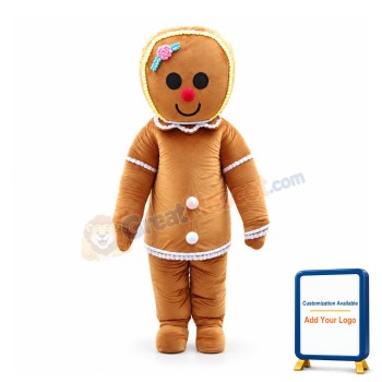 Huge Cartoon Christmas Gingerbread Girl Cookie Mascot Costume