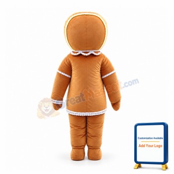 Huge Cartoon Christmas Gingerbread Girl Cookie Mascot Costume