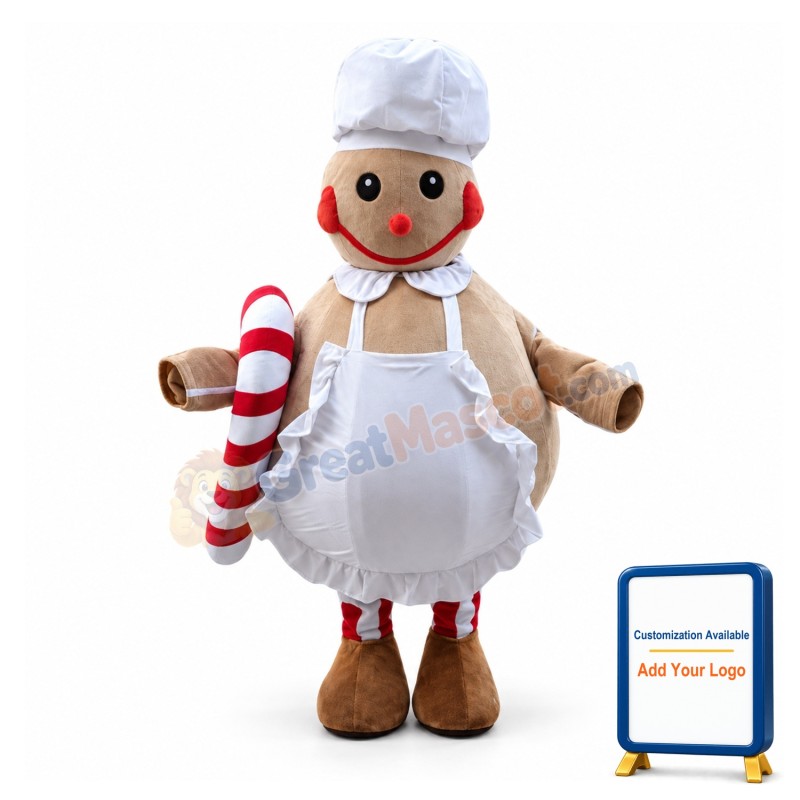 Christmas Gingerbread Man Confectioner Mascot Costume