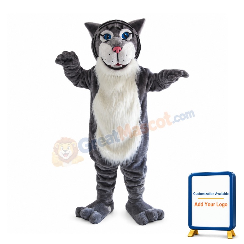 Long Plush Grey Tiger Mascot Costume