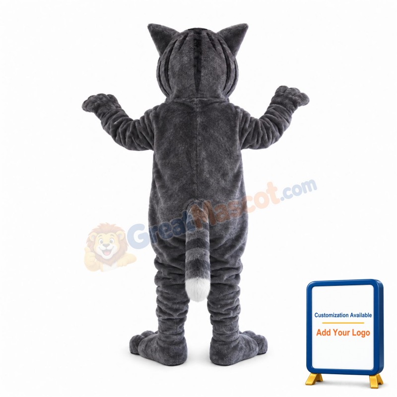 Long Plush Grey Tiger Mascot Costume