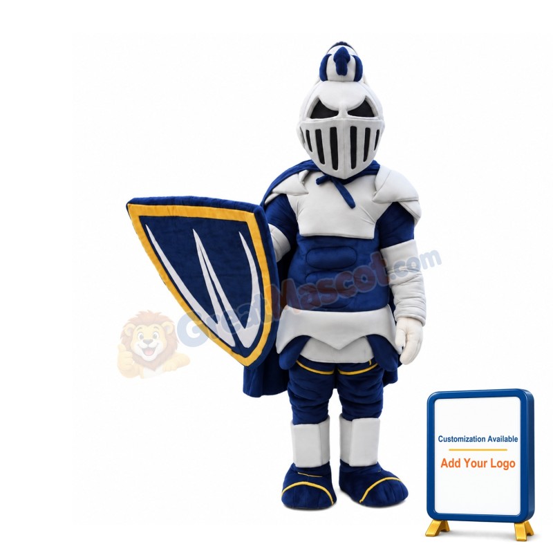 Advanced Silver & Blue Knight Mascot Costume