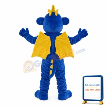 Fierce Navy Blue & Yellow Flying Dragon Mascot Costume