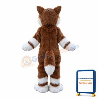 Red Siberian Husky Dog Long Fur Mascot Costume