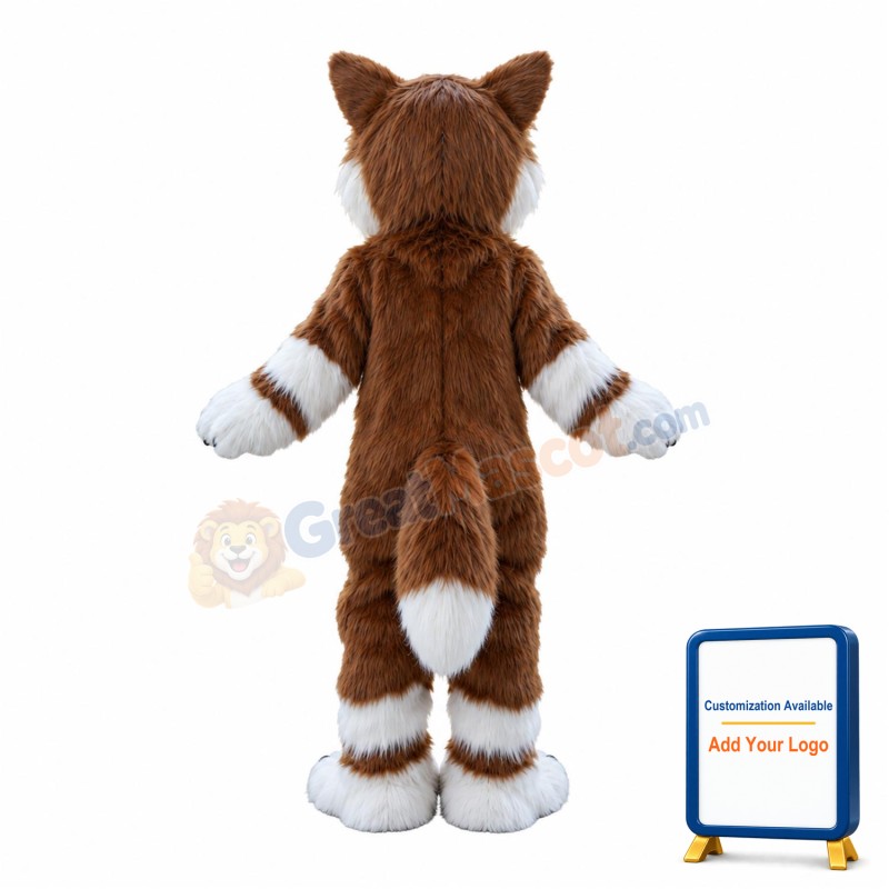 Red Siberian Husky Dog Long Fur Mascot Costume