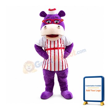 Sweet Cartoon Hallie McStuffins the Purple Hippopotamus Mascot Adult Costume