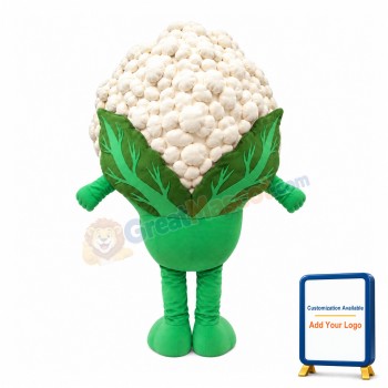 Smug Cartoon Cauliflower Mascot Costume