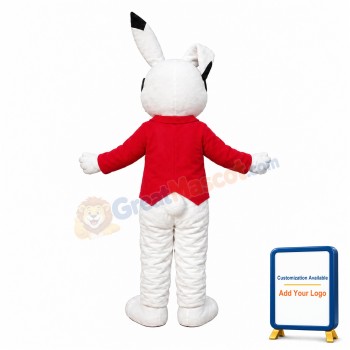 Cheerful Cartoon White Rabbit Mascot Costume