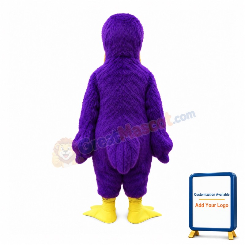 Big Purple Bird Long Fur Mascot Costume