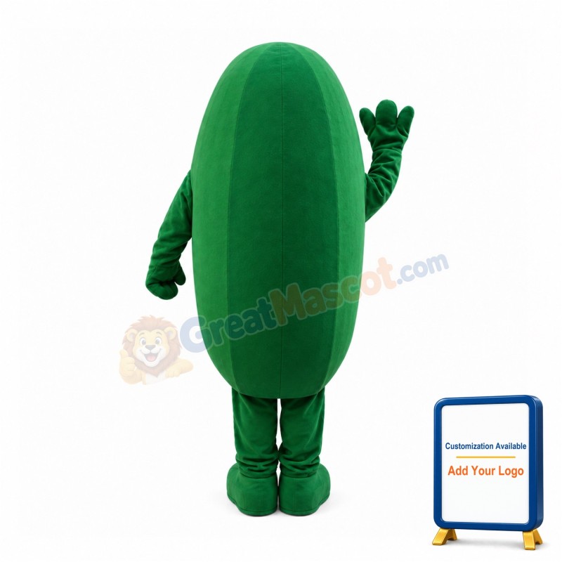 Cheering Cucumber Cartoon Mascot Costume
