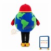 Optimistic Cartoon Earth With Red Hat Mascot Costume