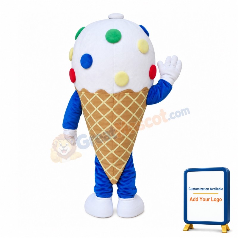 Deluxe Cartoon Ice Cream Cone Mascot Costume