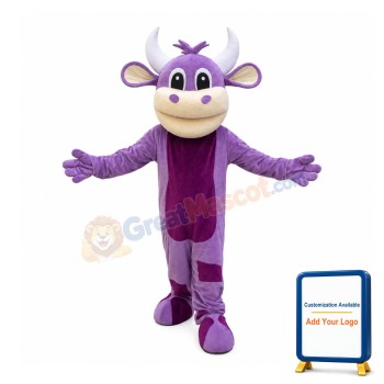 Big Mouth Purple Bull Mascot Costume