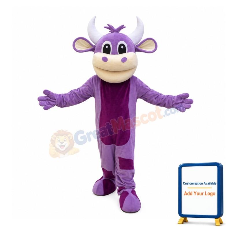 Big Mouth Purple Bull Mascot Costume