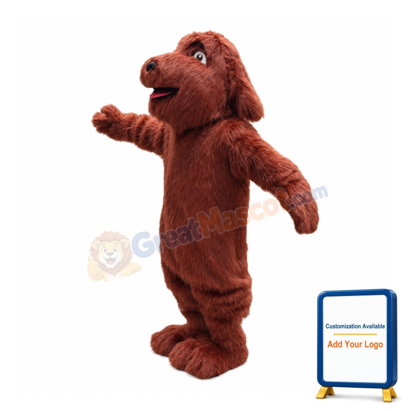 Naughty Brown Dog Long Fur Mascot Costume