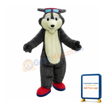 Courageous Gray Wolf Pilot Mascot Costume