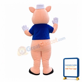 Cheerful Cartoon Fiddler Pig Mascot Costume