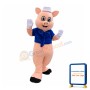 Cheerful Cartoon Fiddler Pig Mascot Costume