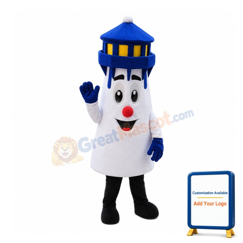 Deluxe Cartoon Blue Lighthouse Mascot Costume