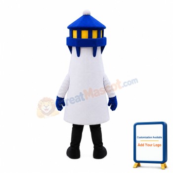 Deluxe Cartoon Blue Lighthouse Mascot Costume