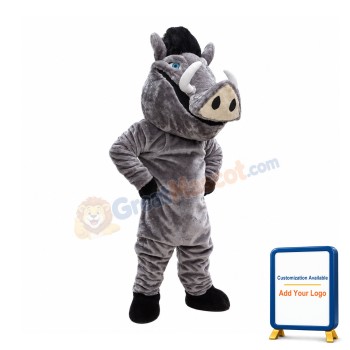 Gray Boar Mascot Costume