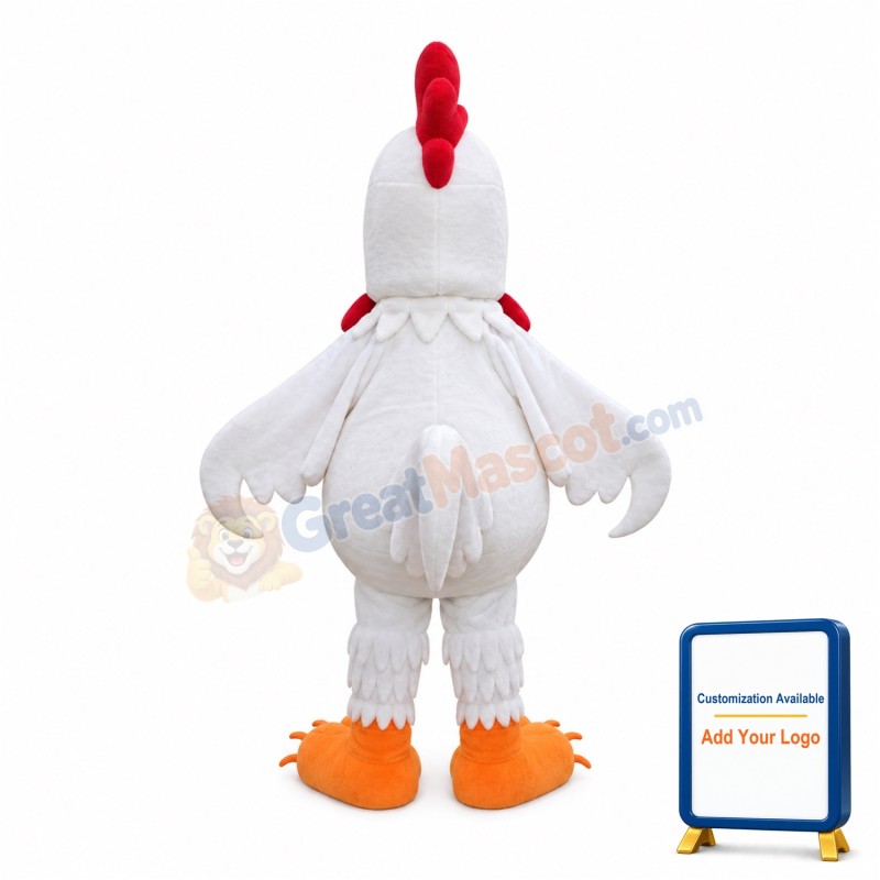 Deluxe White Rooster Mascot Costume