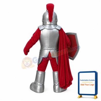 Silver & Red Armor Knight Mascot Costume