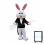 White Bunny Gentleman Mascot Costume 