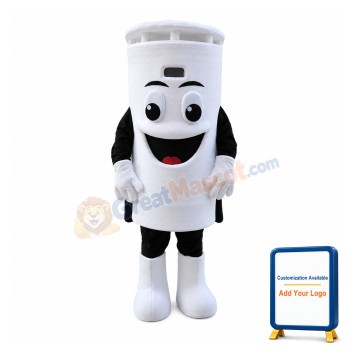 Adult Cartoon White Trash Can Mascot Costume