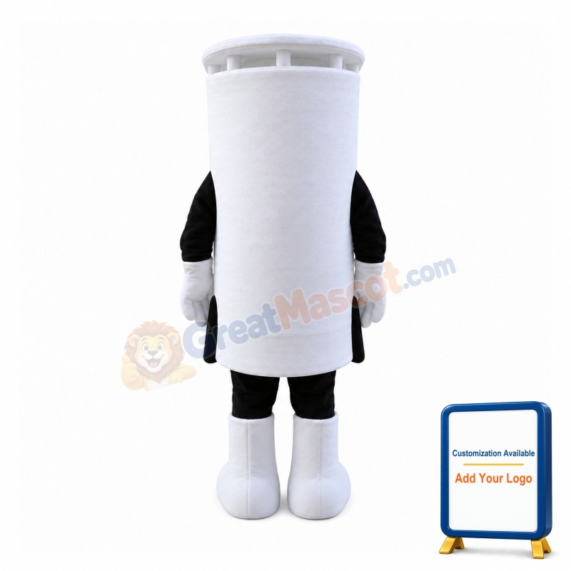 Adult Cartoon White Trash Can Mascot Costume