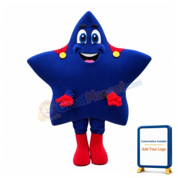 Adult Cartoon Blue Star Superhero Mascot Costume