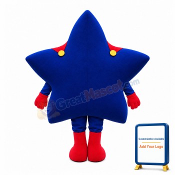 Adult Cartoon Blue Star Superhero Mascot Costume
