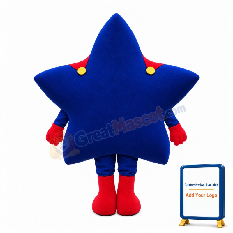 Adult Cartoon Blue Star Superhero Mascot Costume