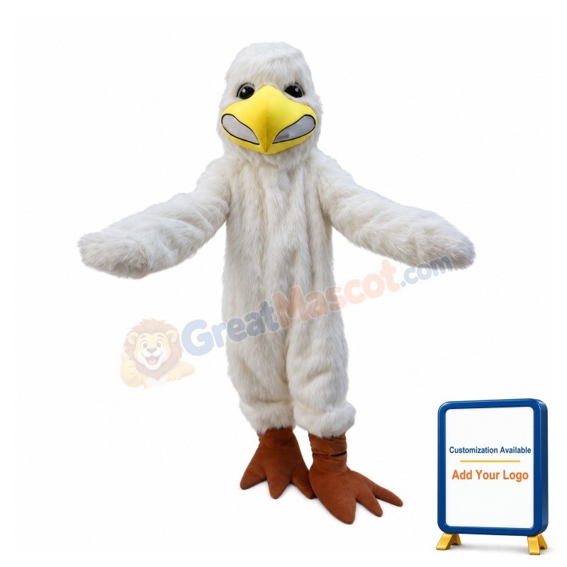 Big White Bird Long Fur Mascot Costume