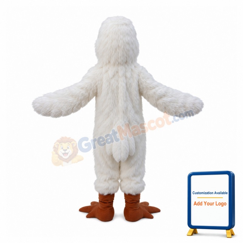 Big White Bird Long Fur Mascot Costume