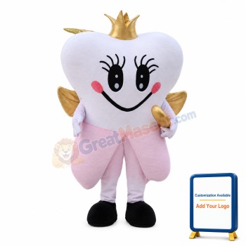 Elegant Cartoon Tooth Queen Mascot Costume