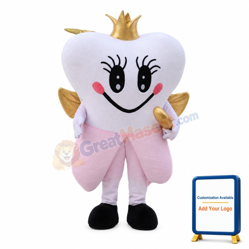 Elegant Cartoon Tooth Queen Mascot Costume