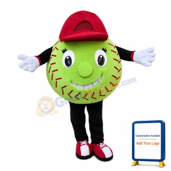 Deluxe Cartoon Tennis Ball With Red Hat Mascot Costume