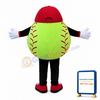 Deluxe Cartoon Tennis Ball With Red Hat Mascot Costume