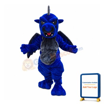 Fierce Blue & Gray Flying Dragon Mascot Costume